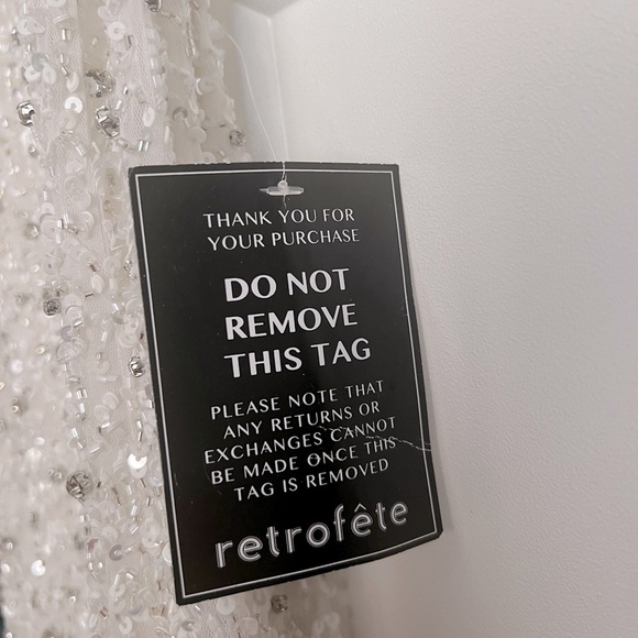 Retrofete Olivia Hand Beaded Sequin Halter Open Back Gown White NEW with tags - Picture 12 of 16